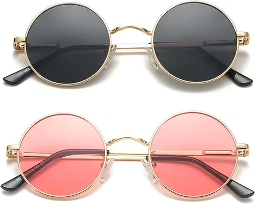 COASION Gafas de sol polarizadas redondas pequeñas retro para mujeres y hombres, gafas de sol circulares UV400