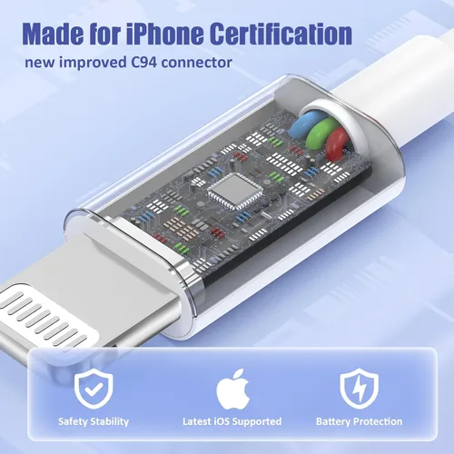 Miniatura 3 de Paquete de 4 cables USB C a Lightning de 6 pies, cable de carga rápida para iPhone 14, repuesto para el cable de carga original de Apple para iPhone