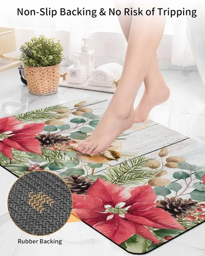 Miniatura 5 de Tapete de baño de Navidad para bañera, antideslizante, de secado rápido y absorbente, tierra de diatomeas, cocina, ducha, fregadero, lavable, tapete