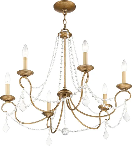 Miniatura 4 de Livex Lighting 6516-48 Pennington Lámpara de araña de 6 luces, hoja de oro antiguo