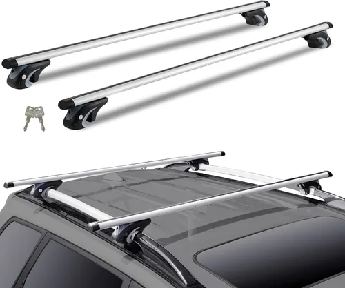 VEVOR Barras transversales para portaequipajes, barras transversales de aluminio para portaequipajes, riel lateral elevado con hueco, capacidad de
