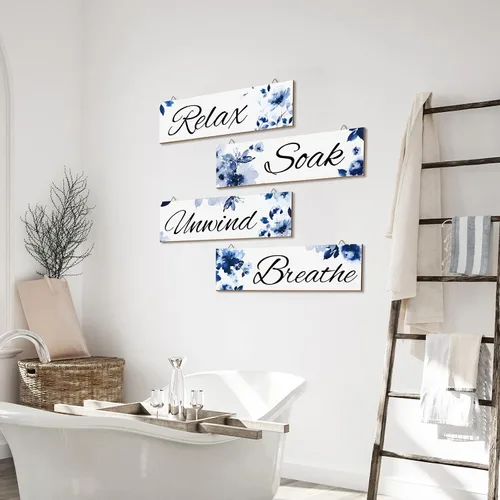 Miniatura 6 de 4 piezas de arte de pared floral de acuarela de hongos para decoración de baño, decoración de pared, para baño, mariposa, flores, pintura, ramo