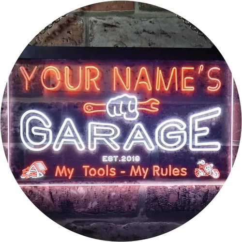 Miniatura 26 de ADVPRO personalizado: tu nombre, año de fundación, tema de garaje, cueva para hombres. Decoración con luz de neón LED de doble color, verde y Verde