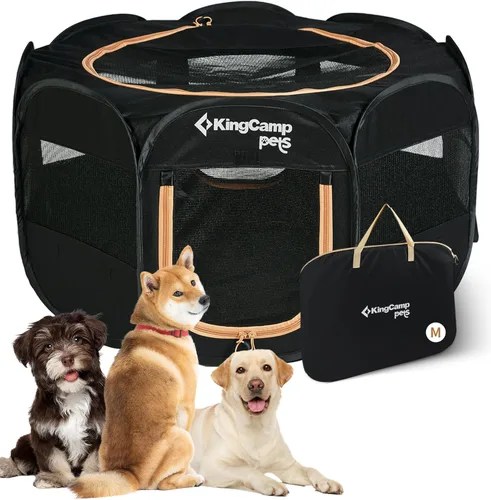 Miniatura 17 de KingCamp Tienda de campaña para perros, gran casa portátil para perros para interiores y exteriores con tela Oxford 600D y doble capa para perros