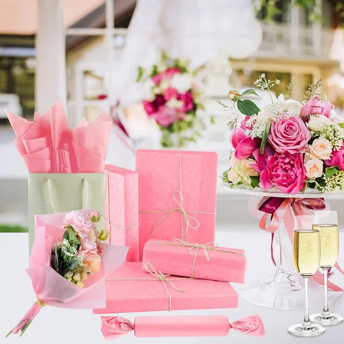 Miniatura 2 de NEBURORA Papel de seda rosa, 60 hojas, 14 x 20 pulgadas, embalaje a granel para envoltura de regalo, manualidades, cumpleaños, bodas, baby showers