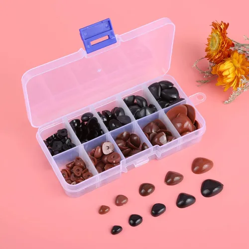 Miniatura 3 de Yetaha 150 piezas de nariz de juguete de plástico, 5 tamaños de nariz triangular para animales de peluche, osos, perros, títeres de bricolaje, Negro