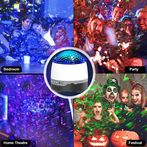 Miniatura 8 de Proyector de galaxia para dormitorio, proyector de estrellas, control remoto y altavoz Bluetooth de ruido blanco, 8 sonidos de chupete