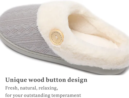 Miniatura 4 de Chantomoo Womens Slipper Warm Comfy Memory Foam House Slippers Knitted Shoes Faux Fur Lined Anti-Skid Rubber Sole Bedroom Cozy Indoor Outdoor