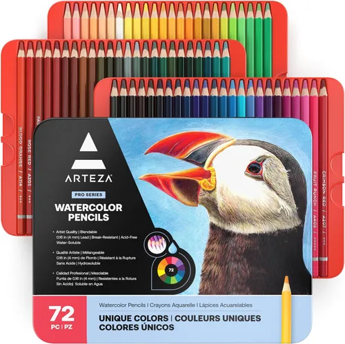 Miniatura 9 de Arteza - Lápices de acuarela profesionales, juego de 120, lápices de dibujo multicolor en tonos surtidos brillantes, suministros de arte