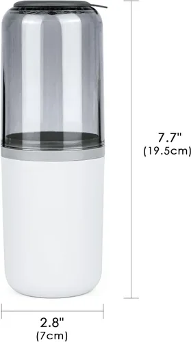 Miniatura 2 de Soporte para cepillo de dientes de viaje, estuche 2 en 1 y taza de enjuague, contenedor portátil para artículos de aseo personal con orificio de Gris