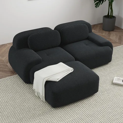 Miniatura 29 de Sofá modular sin hueso de 117 pulgadas, sofá modular en forma de L para sala de estar, sofá comprimido con asiento profundo, sofá nube de pana