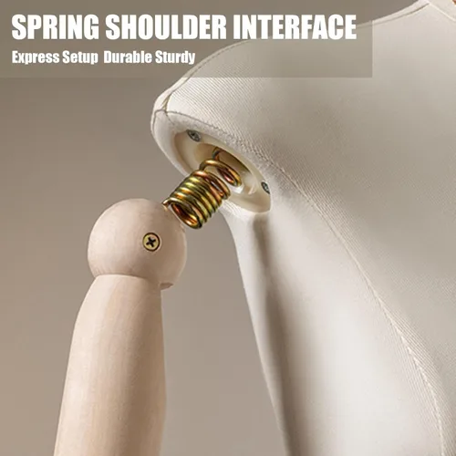 Miniatura 5 de Adjustable Female Mannequin Torso with Head & Wooden Arms - Height Adjustable Dress & Jewelry Display Stand for Retail & Home Use, Ideal Tailor's