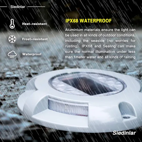 Miniatura 3 de SIEDiNLAR Luces solares para cubierta, luz LED para muelle de entrada, funciona con energía solar, marcadores de carretera impermeables para jardín