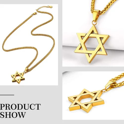 Miniatura 6 de Richsteel Star of David Necklaces for Women Mens Stainless Steel18K Gold Plated Hexagram Pendant Jewish Israel Jewelry