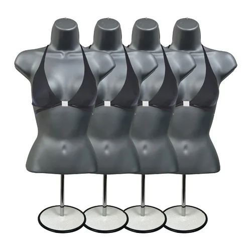 Miniatura 32 de DisplayTown - Maniquí femenino con torso y soporte de metal, parte trasera hueca, cuerpo apilable, forma para exhibir camisetas, mostrador