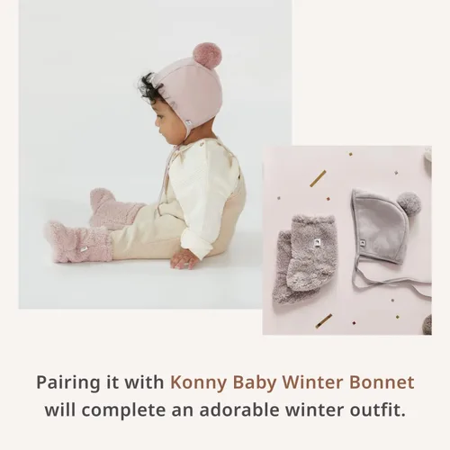 Miniatura 8 de Konny Botines de invierno de forro polar mullidos y acogedores para bebés (beige), regalos de Año Nuevo, calentadores de pies para bebés recién