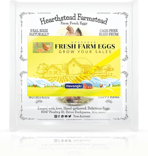 Miniatura 4 de Havongki 1000 hojas – VOL.1 – Etiquetas personalizadas para cartón de huevos de 4 x 2 pulgadas, calcomanías adhesivas de huevos frescos de granja