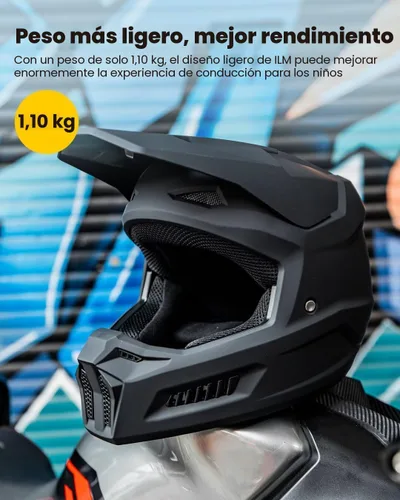 Miniatura 3 de ILM Casco para motocross juvenil, casco ATV para niños, motocross, BMX, motocicleta todoterreno con gafas, guantes, máscara DOT modelo MT601Y
