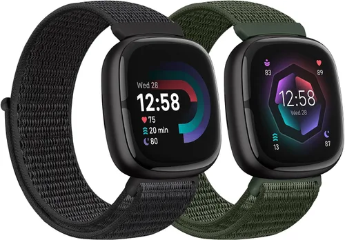 Miniatura 12 de Correas de nailon compatibles con Fitbit Versa 4/Sense 2/Versa 3/Fitbit Sense, correa de repuesto ajustable deportiva suave transpirable