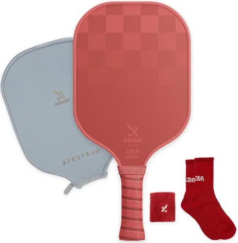 Paleta de pickleball de fibra de carbono aprobada por USAPA - Raquetas de bola de pepinillo con núcleo de panal más gruesas, regalo con cubierta Rojo