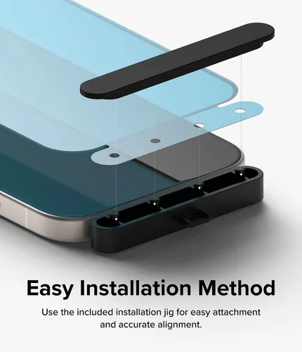 Miniatura 7 de Ringke Vidrio de cubierta completa [súper fácil de instalar] compatible con iPhone 15, compatible con fundas, inastillable, dureza 9H, vidrio