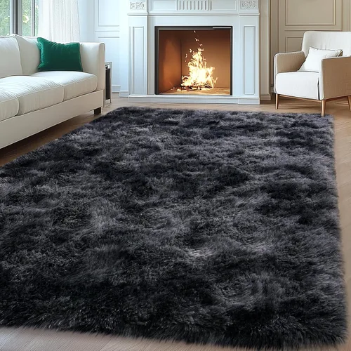 Miniatura 14 de Mugorn - Alfombra de 8 x 10 pies, alfombras grandes, esponjosas, suaves, peludas, antideslizantes, mullidas para interiores, color negro, 8 x 10 pies