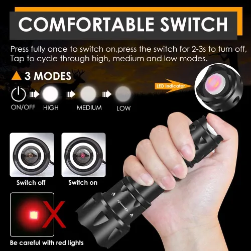 Miniatura 2 de Vcsel - Linterna iluminadora infrarroja de 940 nm para visión nocturna, lente Fresnel con zoom, luz LED infrarroja recargable con interruptor