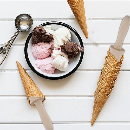 Miniatura 7 de Molde de rodillo de pizzela, cono de madera gofres helado cono pizza pastelería herramienta de moldeo