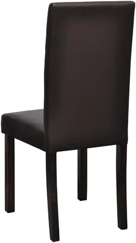 Miniatura 5 de Juego de 4 sillas de comedor modernas de piel sintética con marco de madera marrón con respaldo de asiento acolchado, cómodo estilo de granja