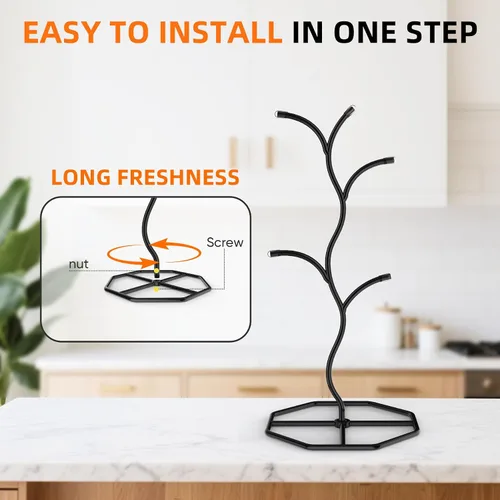 Miniatura 4 de Beesini 2 paquetes de soportes para tazas de café en forma de árbol, soporte de metal para tazas, estante decorativo para tazas, árbol de tazas