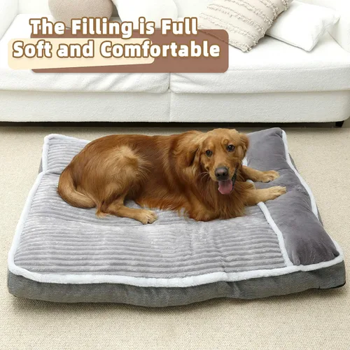 Miniatura 7 de WINDRACING Cama grande para perros con almohada para jaula de perrera, sofá cama para perro, cama súper suave para mascotas, tamaño mediano, Jumbo