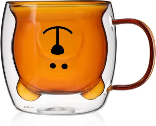 Miniatura 8 de Patelai Linda Taza de Oso de Té de Pared Doble de Vidrio con Asa Aislada Taza de Café Espresso de Navidad Taza de Cerveza Taza Linda de Cumpleaños