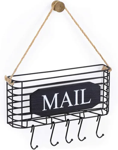 SRIWATANA Soporte para llaves de correo para pared, organizador de correo, soporte de pared, tamaño pequeño, color negro