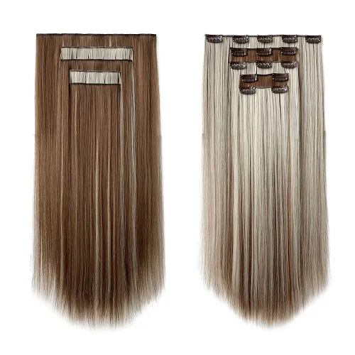 Miniatura 54 de Extensiones de cabello negro lacio, 2 juegos de extensiones de cabello con clip para mujeres, Halloween, 5 piezas de 22 pulgadas, piezas de cabello