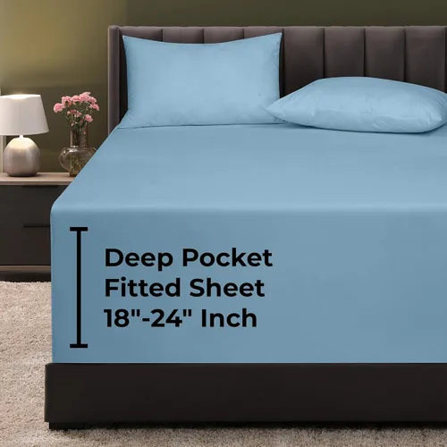 Miniatura 14 de Royale Linens Sábana Bajera King - Microfibra Cepillada Ultra Suave 1800 - Sábanas Inferiores de Lujo Hotelero - Sin Arrugas y Resistente a la Rosa