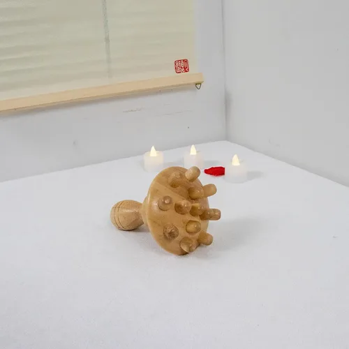Miniatura 9 de Herramienta de masaje de terapia de madera, masajeador de drenaje linfático de madera con una sola mano, herramientas de terapia física, herramienta