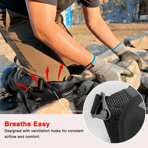 Miniatura 6 de Rodilleras para hombre, rodilleras de construcción para trabajo con tapa antideslizante resistente, correas ajustables reforzadas con remaches