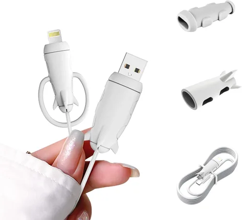 CameCosy Funda protectora de cable 2 en 1 compatible con iPhone, Android, cable USB tipo C, 2 piezas de silicona estirable para ahorro de cables de