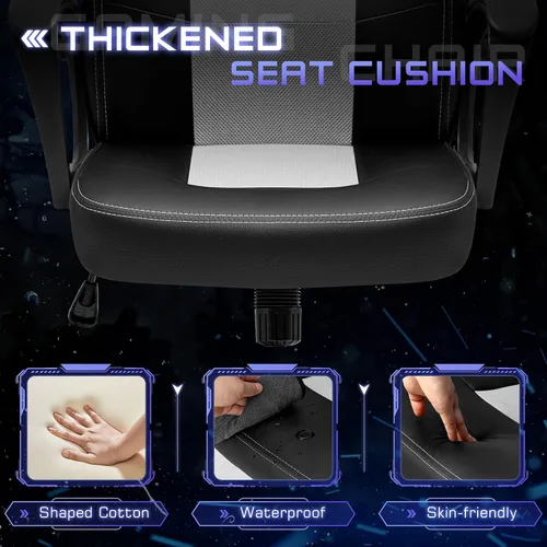 Miniatura 6 de Silla ejecutiva de piel para oficina, sala de conferencias o videojuegos con respaldo alto, ergonómica, ajustable., Blanco
