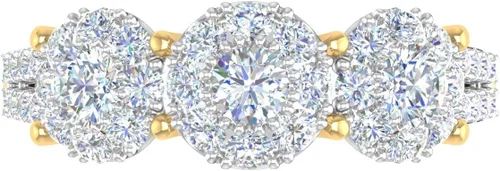Miniatura 3 de FINEROCK Anillo de compromiso de diamantes de 1 quilate y 3 piedras en oro macizo de 10 quilates, certificado IGI