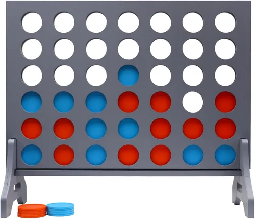 Miniatura 65 de Juego gigante 4 en una fila para familia y adultos – Tailgating Pros Jumbo de madera gris cuatro en una fila juego de patio para interiores
