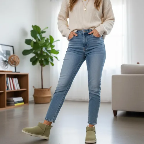 Miniatura 6 de CUSHIONAIRE, Hip 2 - Botas de nieve de gamuza auténtica para mujer, sin cordones, con cómodo forro de piel de oveja sintética + espuma viscoelástica