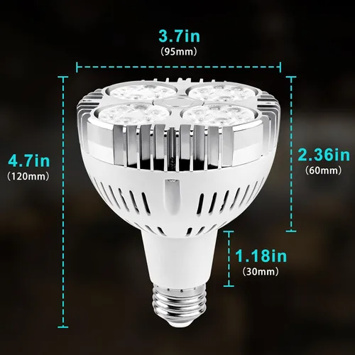 Miniatura 6 de Aolyty Bombilla LED PAR30 de 35 W (equivalente a 75 W), blanco cálido, 2700 K, 2800 lm, base E26, ángulo de haz de 25 grados, foco de pista