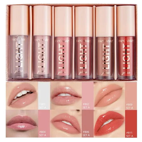 Juego de 6 brillos de labios hidratantes suaves, hidratantes, neutros, nude, nutritivo, brillante, para mujeres y niñas (hidratante, juego de 6