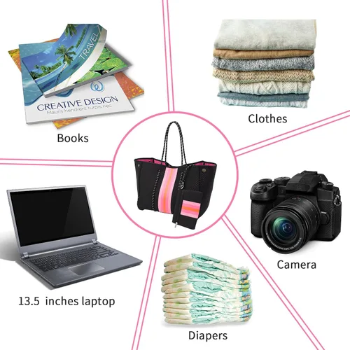 Miniatura 6 de IBEE Bolsa de neopreno para mujer, bolsa grande de neopreno, bolsa de playa plegable para piscina