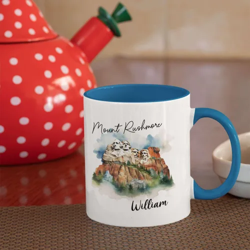 Miniatura 6 de Tazas de viaje con nombre personalizado Mount Rushmore National Memorial, tazas de viaje de cerámica personalizadas con diseño de lugar famoso