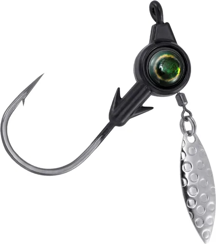 Dr.Fish Paquete de 10 jigs Underspin Jigs Heads 3D Eye Freshwater Swimbait Jig Freshwater Bass Walleye Fishing Mustad Hooks Sauce Blade 1/8oz,