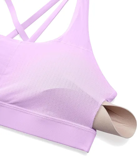 Miniatura 4 de CRZ YOGA - Top deportivo con tirantes delgados para mujer, brasier deportivo acolchado para yoga, entrenamiento y fitness, con espalda cruzada