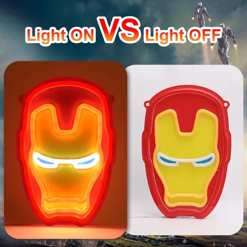 Miniatura 3 de Letreros de Neón para Videojuegos Letrero de Neón de Iron-Man Luces LED de Anime Gamer para Decoración de Pared de Cueva de Hombre Dormitorio