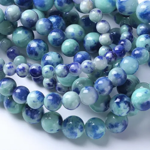 Miniatura 4 de 60 cuentas de piedra de jade persa verde natural de 0.236 pulgadas para hacer joyas, cuentas espaciadoras sueltas redondas y sueltas, pulseras